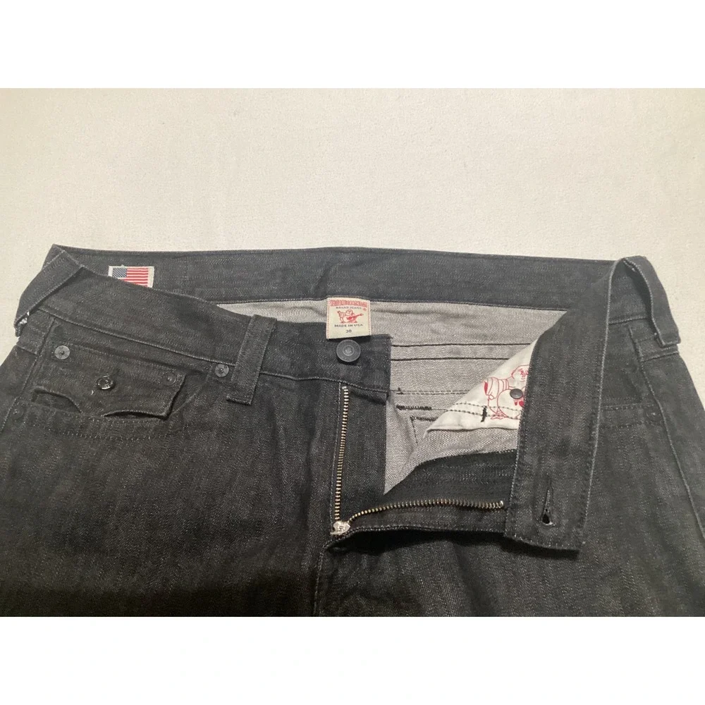 True Religion Brand Jeans Mens Black Wash Bootcut Denim  Size 38 Made in USA - Picture 5 of 15